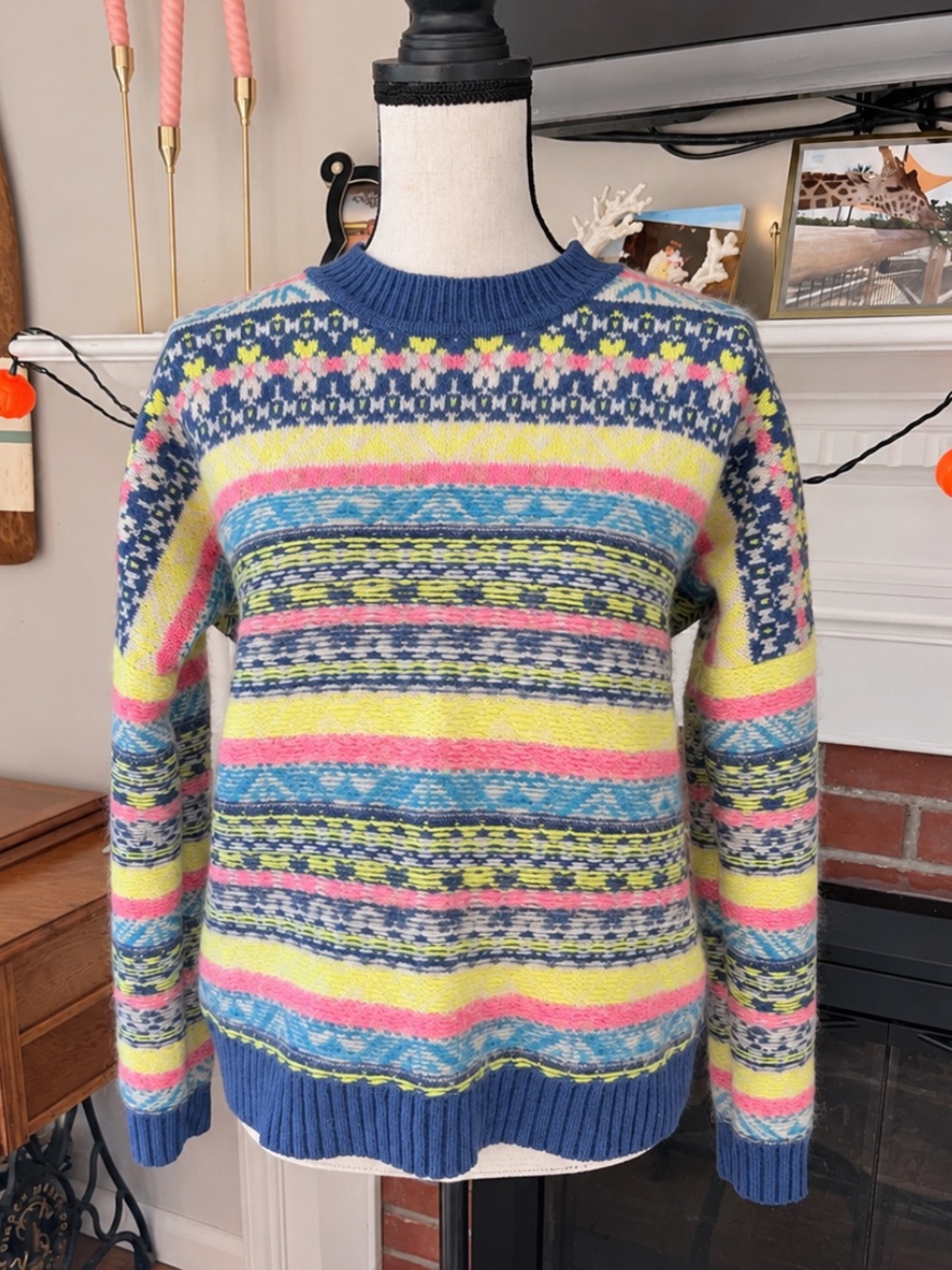 J.Crew | Fair isle neon wool sweater